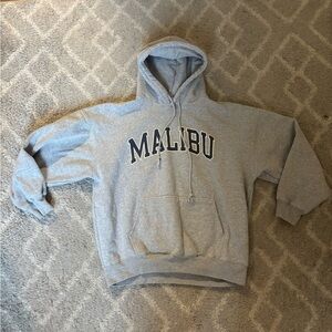 Brandy Melville Gray Pullover Hoodie with MALIBU Print